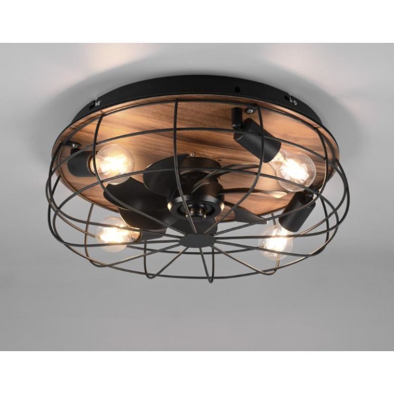 TRONDHEIM PLAFONIERA CON VENTILATORE CON TELECOMANDO 3 FINITURE ATTACCO 4XE27 RL - Cristalensi Shop Online