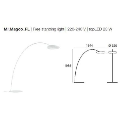MR MAGOO PIANTANA AD ARCO DI LINEA LIGHT LED 32W MODERNA DIMMERABILE STILNOVO MA&DE - Cristalensi Shop Online