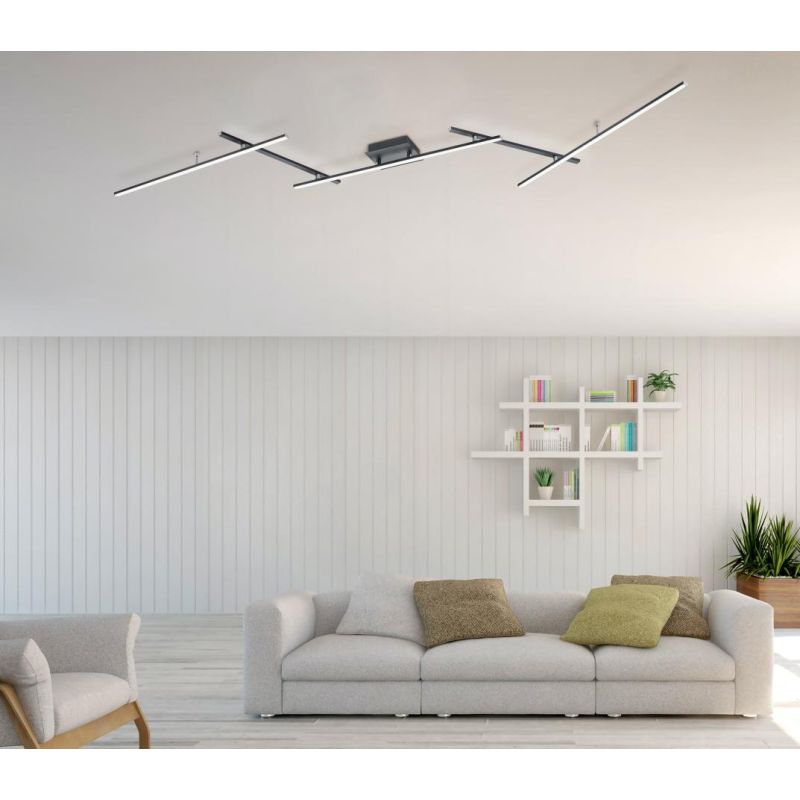 ARVIN PLAFONIERA MODULARE 5 BRACCI LUCE DIRETTA E INDIRETTA LED 30W DIMMERABILE RGBW TRIO LIGHTING - Cristalensi Shop Online
