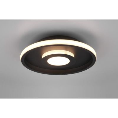 ASCARI PLAFONIERA NERA O CROMO DIAMETRO CM 30 IP44 LED 28W LUCE 3000K DIMMERABILE DESIGN MODERNO TRIO LIGHTING - Cristalensi Sho