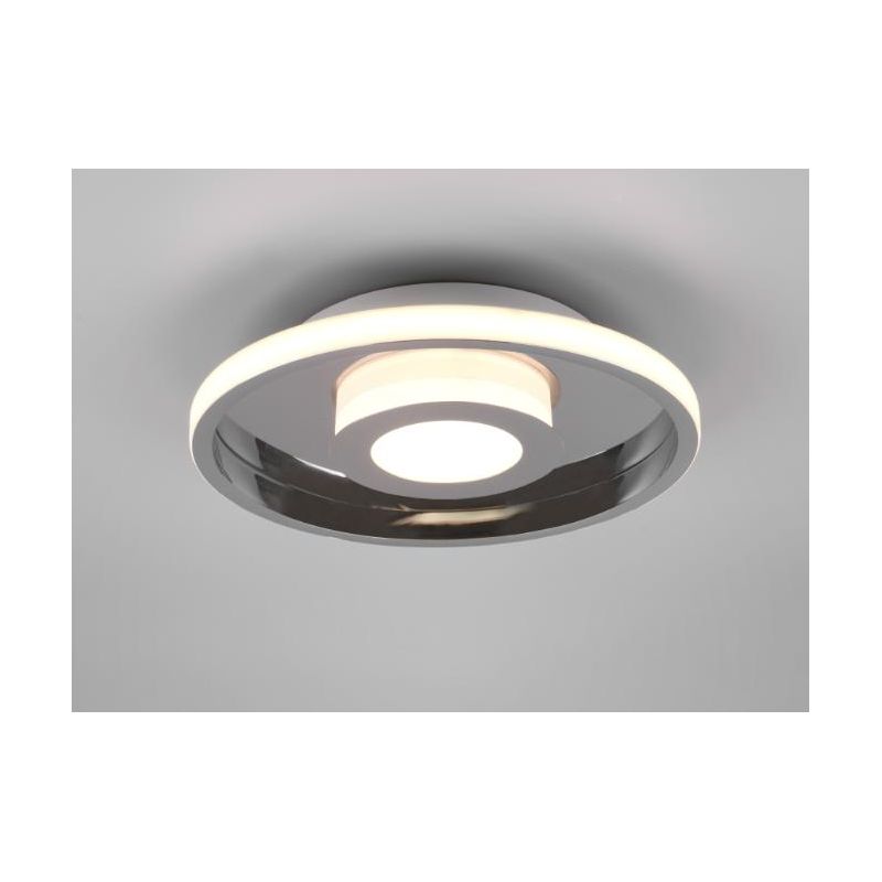 ASCARI PLAFONIERA NERA O CROMO DIAMETRO CM 30 IP44 LED 28W LUCE 3000K DIMMERABILE DESIGN MODERNO TRIO LIGHTING - Cristalensi Sho