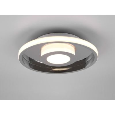 ASCARI PLAFONIERA NERA O CROMO DIAMETRO CM 30 IP44 LED 28W LUCE 3000K DIMMERABILE DESIGN MODERNO TRIO LIGHTING - Cristalensi Sho