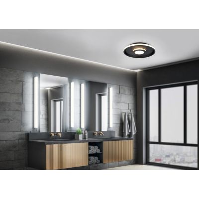ASCARI PLAFONIERA CROMO O NERA DIAMETRO CM 40 IP44 LED 35W LUCE 3000K DIMMERABILE DESIGN MODERNO TRIO LIGHTING - Cristalensi Sho