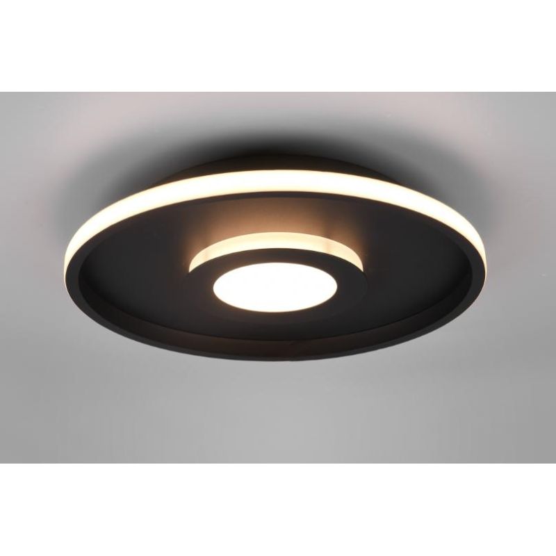 ASCARI PLAFONIERA CROMO O NERA DIAMETRO CM 40 IP44 LED 35W LUCE 3000K DIMMERABILE DESIGN MODERNO TRIO LIGHTING - Cristalensi Sho