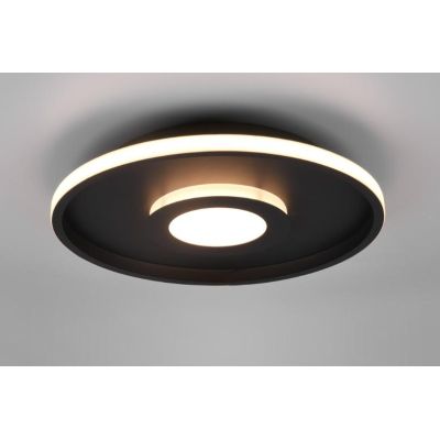 ASCARI PLAFONIERA CROMO O NERA DIAMETRO CM 40 IP44 LED 35W LUCE 3000K DIMMERABILE DESIGN MODERNO TRIO LIGHTING - Cristalensi Sho