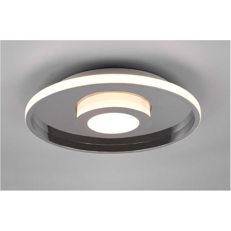 ASCARI PLAFONIERA CROMO O NERA DIAMETRO CM 40 IP44 LED 35W LUCE 3000K DIMMERABILE DESIGN MODERNO TRIO LIGHTING - Cristalensi Sho