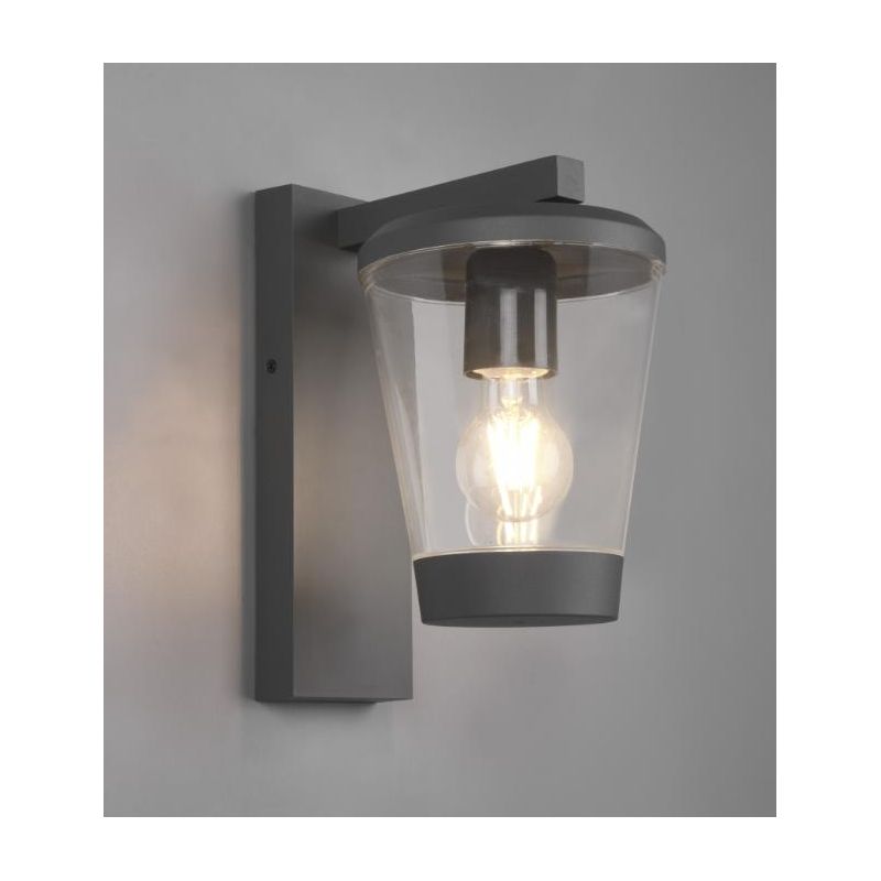 CAVADO APPLIQUE DA ESTERNO IP44 ANTRACITE CON DIFFUSORE TRASPARENTE ALTEZZA CM 28 CLASSICA TRIO LIGHTING - Cristalensi Shop Onli