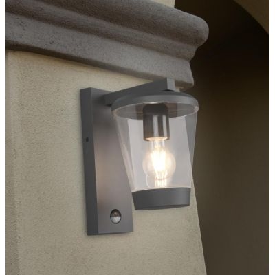 CAVADO APPLIQUE DA ESTERNO IP44 ANTRACITE DIFF. TRASPARENTE SENSORE DI MOVIMENTO H.CM 28 TRIO LIGHTING - Cristalensi Shop Online