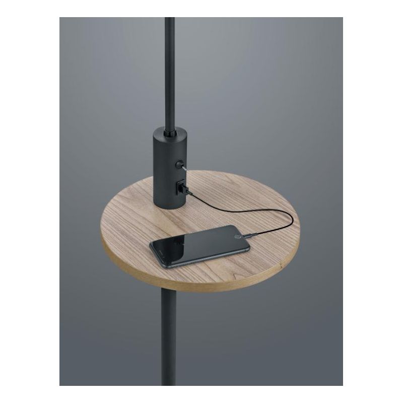 CLAAS PIANTANA MODERNA CON SNODO,MENSOLA E PORTA USB IN METALLO NERO O NICHEL CON PARALUME TESSUTO TRIO LIGHTING - Cristalensi S