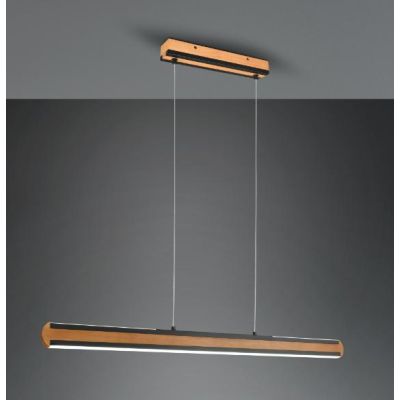 DEACON SOSPENSIONE LINEARE BI-EMISSIONE NERA CON INSERTO IN LEGNO LED 40W DIMMERABILE TOUCH TRIO LIGHTING - Cristalensi Shop Onl
