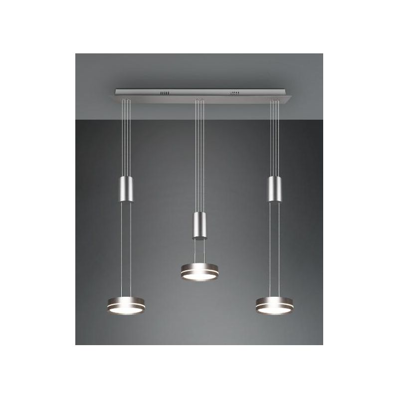FRANKLIN SOSPENSIONE A TRE LUCI CON SALISCENDI 3 FINITURE LED 27W DIMMERABILE TRIO LIGHTING - Cristalensi Shop Online