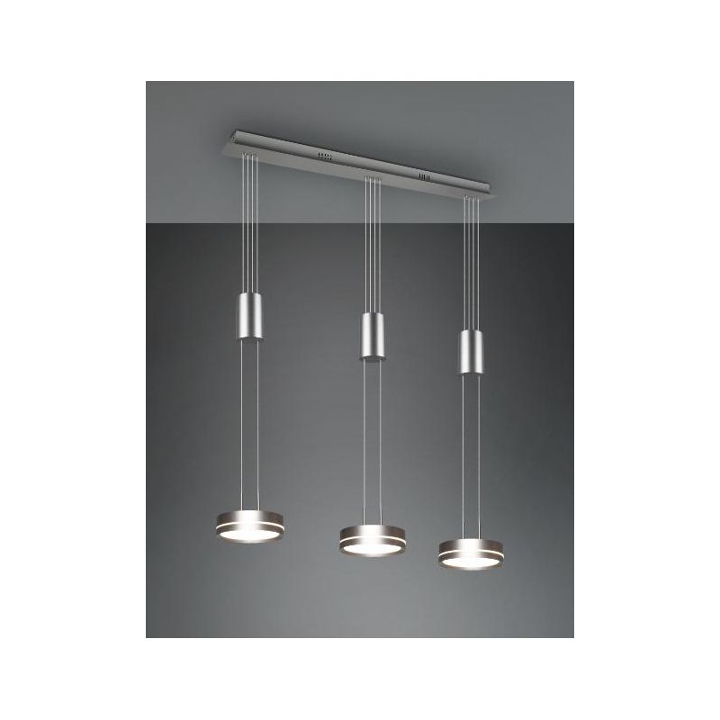 FRANKLIN SOSPENSIONE A TRE LUCI CON SALISCENDI 3 FINITURE LED 27W DIMMERABILE TRIO LIGHTING - Cristalensi Shop Online