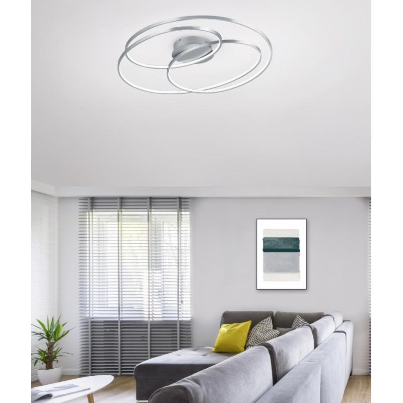 GALE PLAFONIERA DESIGN MODERNO TRE CERCHI LED 50W DIMMERABILE 3 COLORI TRIO LIGHTING - Cristalensi Shop Online