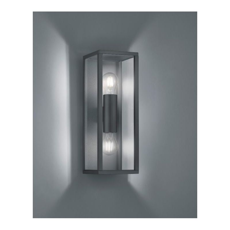 GARONNE APPLIQUE DA ESTERNO 2 LUCI IP44 A LANTERNA FINITURA ANTRACITE LUCE DIFFUSA TRIO LIGHTING - Cristalensi Shop Online