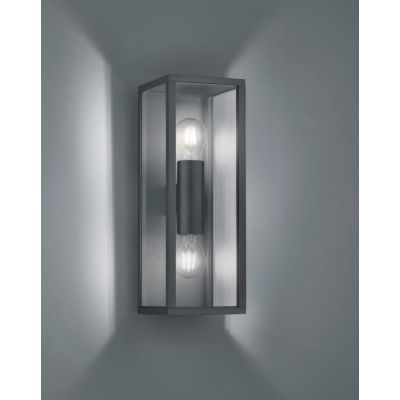 GARONNE APPLIQUE DA ESTERNO 2 LUCI IP44 A LANTERNA FINITURA ANTRACITE LUCE DIFFUSA TRIO LIGHTING - Cristalensi Shop Online