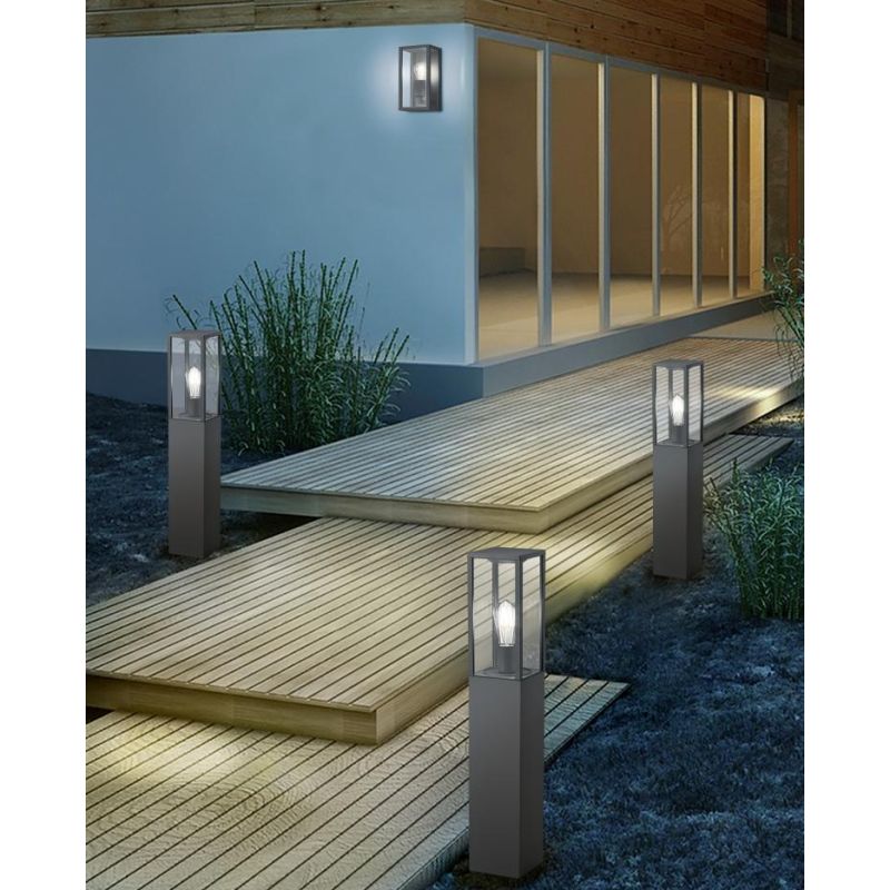 GARONNE PALO DA ESTERNO H80 CLASSICO A LANTERNA IP44 FINITURA ANTRACITE LUCE DIFFUSA TRIO LIGHTING - Cristalensi Shop Online