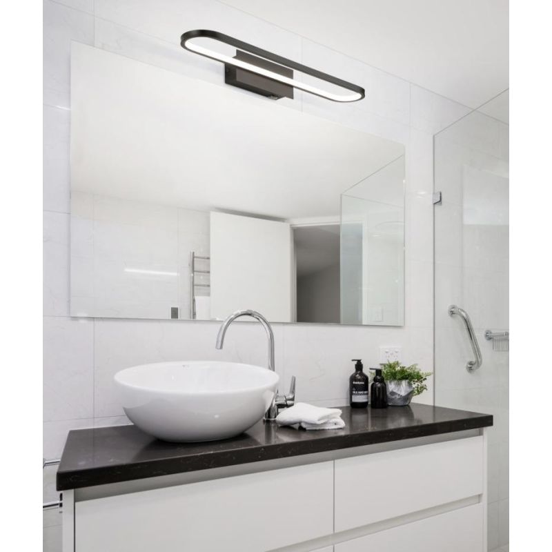GIANNI LAMPADA DA SPECCHIO LED 22W METALLO NERO O CROMO IP44 LARGHEZZA CM 60 CON INTERRUTTORE TRIO LIGHTING - Cristalensi Shop O