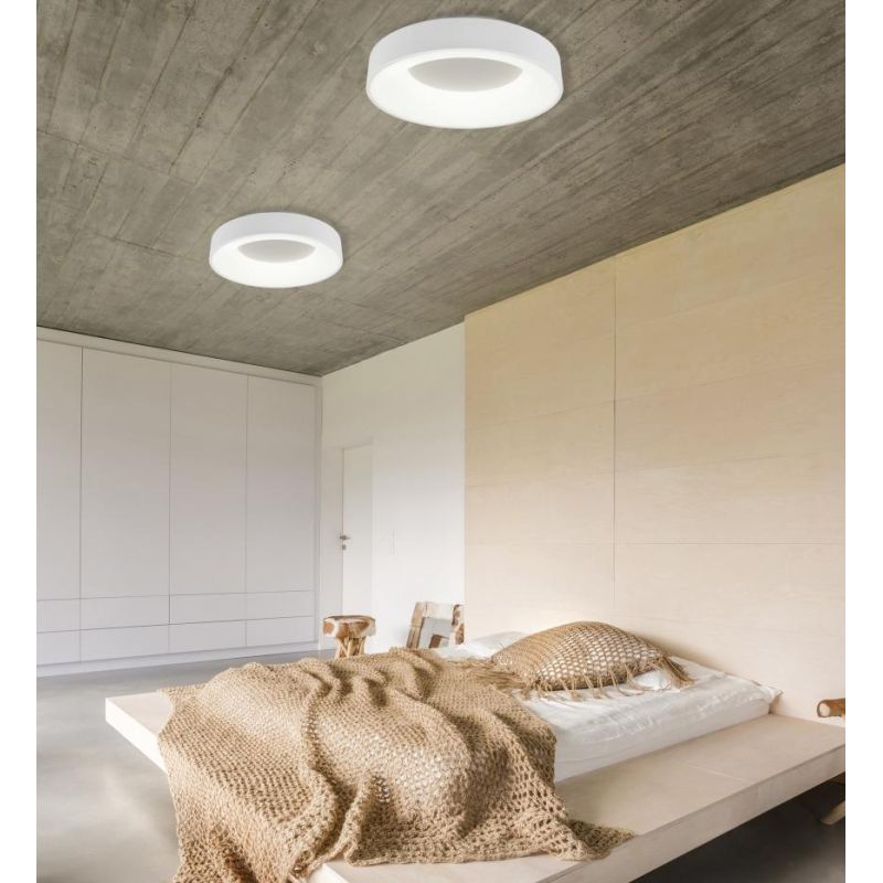GIRONA PLAFONIERA MODERNA DIAMETRO CM 45 CON LED 30W LUCE 3000K DIMMERABILE BIANCA O NERA TRIO LIGHTING - Cristalensi Shop Onlin