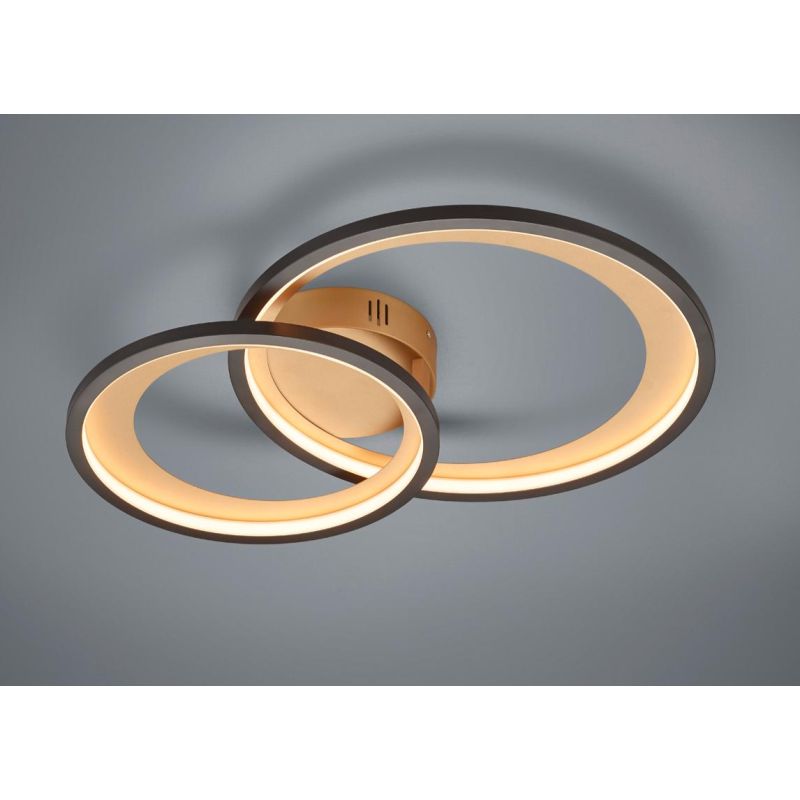 GRANADA PLAFONIERA MODERNA CON DOPPIO CERCHIO LED 29W LUCE 3000K DIMMERABILE CROMO O NERA TRIO LIGHTING - Cristalensi Shop Onlin
