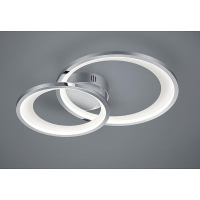 GRANADA PLAFONIERA MODERNA CON DOPPIO CERCHIO LED 29W LUCE 3000K DIMMERABILE CROMO O NERA TRIO LIGHTING - Cristalensi Shop Onlin