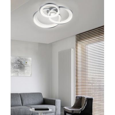 GRANADA PLAFONIERA GRANDE MODERNA CON TRIPLO CERCHIO LED 36W LUCE 3000K DIMMERABILE NERO O CROMO TRIO LIGHTING - Cristalensi Sho