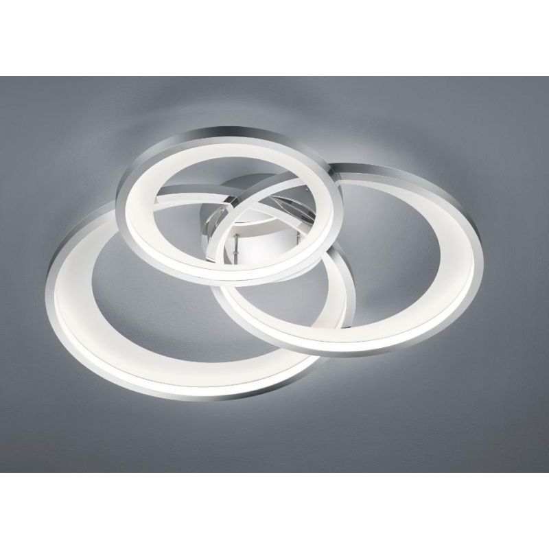 GRANADA PLAFONIERA GRANDE MODERNA CON TRIPLO CERCHIO LED 36W LUCE 3000K DIMMERABILE NERO O CROMO TRIO LIGHTING - Cristalensi Sho