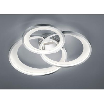 GRANADA PLAFONIERA GRANDE MODERNA CON TRIPLO CERCHIO LED 36W LUCE 3000K DIMMERABILE NERO O CROMO TRIO LIGHTING - Cristalensi Sho