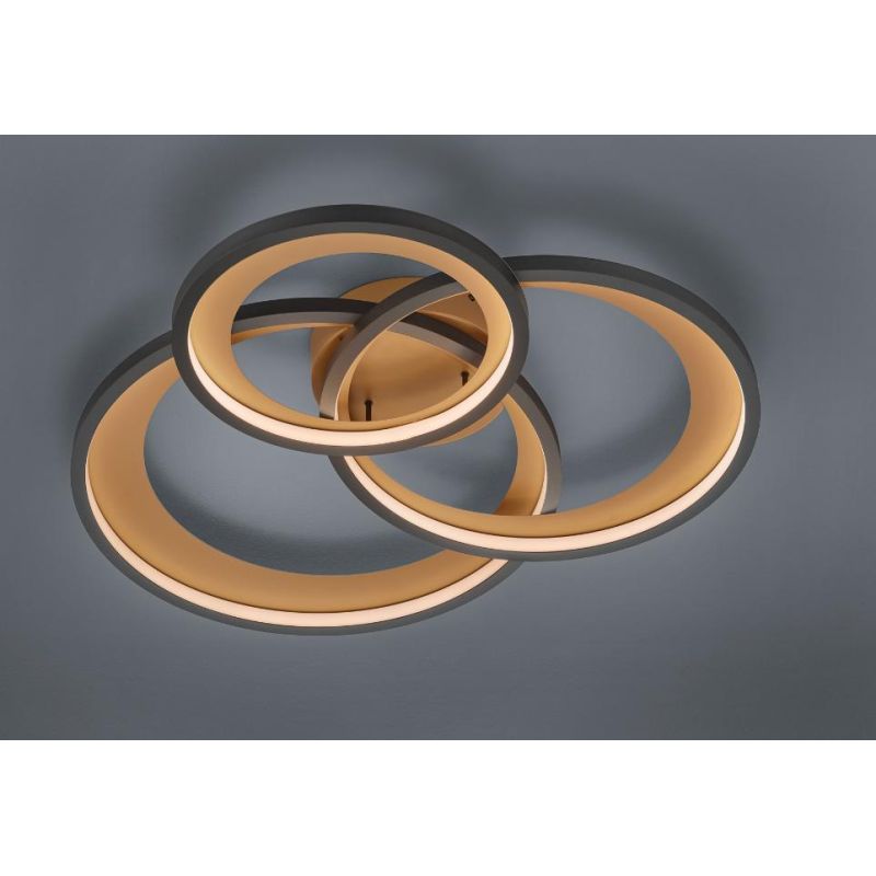 GRANADA PLAFONIERA GRANDE MODERNA CON TRIPLO CERCHIO LED 36W LUCE 3000K DIMMERABILE NERO O CROMO TRIO LIGHTING - Cristalensi Sho