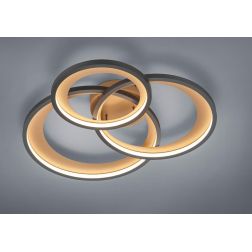 GRANADA PLAFONIERA GRANDE MODERNA CON TRIPLO CERCHIO LED 36W LUCE 3000K DIMMERABILE NERO O CROMO TRIO LIGHTING - Cristalensi Sho