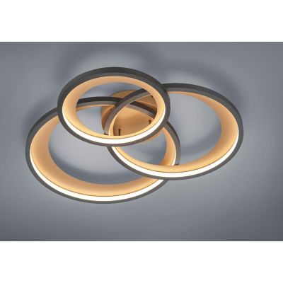 GRANADA PLAFONIERA GRANDE MODERNA CON TRIPLO CERCHIO LED 36W LUCE 3000K DIMMERABILE NERO O CROMO TRIO LIGHTING - Cristalensi Sho