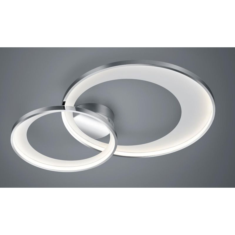 GRANADA PLAFONIERA GRANDE MODERNA CON DOPPIO CERCHIO A LED 36W LUCE 3000K DIMMERABILE NERA O CROMO TRIO LIGHTING - Cristalensi S