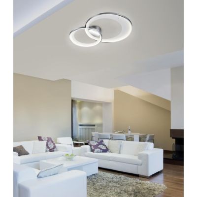 GRANADA PLAFONIERA GRANDE MODERNA CON DOPPIO CERCHIO A LED 36W LUCE 3000K DIMMERABILE NERA O CROMO TRIO LIGHTING - Cristalensi S