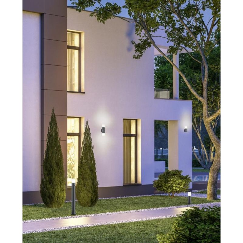 HOOSIC APPLIQUE CON SENSORE DI MOVIMENTO DA ESTERNI IP44 ANTRACITE ATTACCO E27 MODERNO TRIO LIGHTING - Cristalensi Shop Online