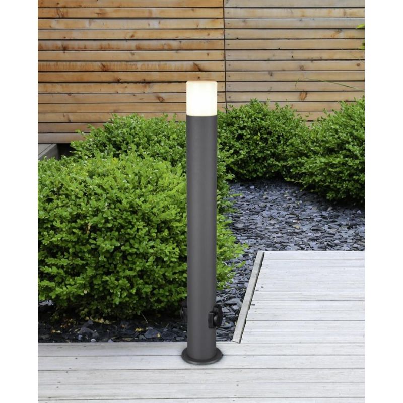 HOOSIC LAMPIONE A CILINDRO DA ESTERNI CON PRESE SCHUKO IP44 ANTRACITE ATTACCO E27 MODERNO TRIO LIGHTING - Cristalensi Shop Onlin