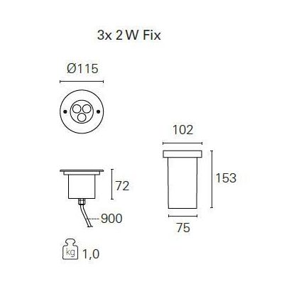 BART LED INCASSO 3X2W 220/240V 3000K O 4000K IP67 CALPESTABILE Pan International - Cristalensi Shop Online