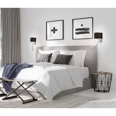 HOTEL APPLIQUE NICHEL CON PARALUME IN TESSUTO GRIGIO,BIANCO O NERO BRACCIO ORIENTABILE LED 3W DA LETTURA TRIO LIGHTING - Cristal