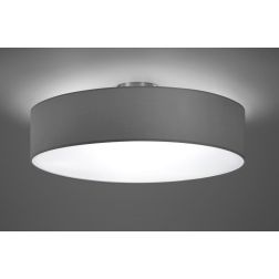 HOTEL PLAFONIERA D50 MODERNA BASE IN NICHEL CON PARALUME IN TESSUTO GRIGIO, NERO O BIANCO ATTACCO 3XE27 TRIO LIGHTING - Cristale