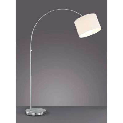 HOTEL PIANTANA AD ARCO MODERNA IN METALLO CROMO CON PARALUME IN TESSUTO NERO-BIANCO-GRIGIO TRIO LIGHTING - Cristalensi Shop Onli