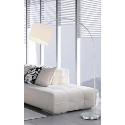 HOTEL PIANTANA AD ARCO MODERNA IN METALLO CROMO CON PARALUME IN TESSUTO NERO-BIANCO-GRIGIO TRIO LIGHTING - Cristalensi Shop Onli
