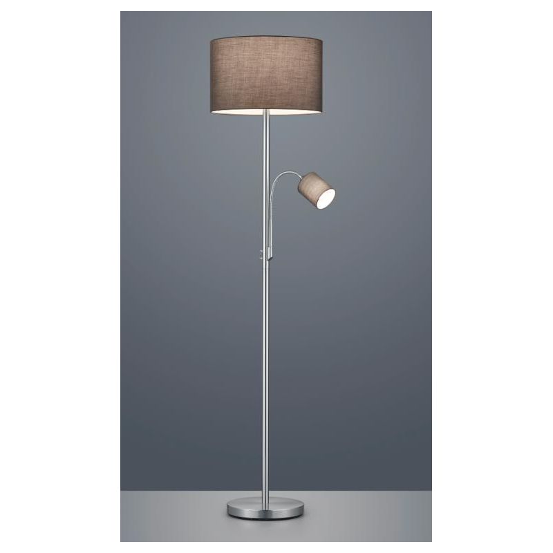 HOTEL PIANTANA CON LUCE DA LETTURA ORIENTABILE FINITURA CROMO, NICHEL O OTTONE PARALUME IN TESSUTO TRIO LIGHTING - Cristalensi S