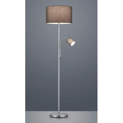 HOTEL PIANTANA CON LUCE DA LETTURA ORIENTABILE FINITURA CROMO, NICHEL O OTTONE PARALUME IN TESSUTO TRIO LIGHTING - Cristalensi S