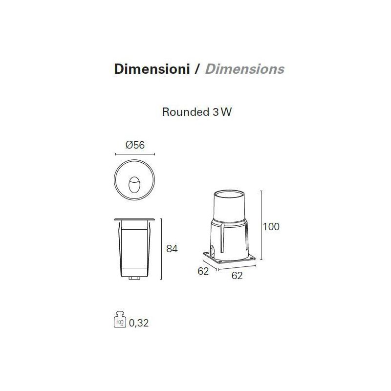 POLKA INCASSO SEGNAPASSO ROTONDO LED 3W 3000K O 4000K IP65 230V Pan International - Cristalensi Shop Online