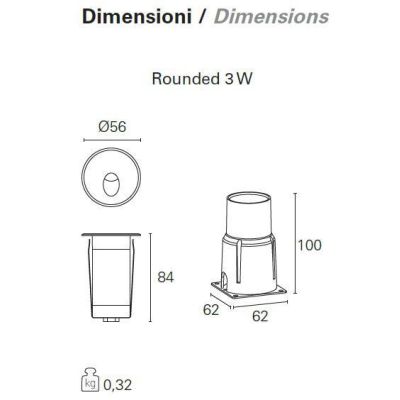 POLKA INCASSO SEGNAPASSO ROTONDO LED 3W 3000K O 4000K IP65 230V Pan International - Cristalensi Shop Online