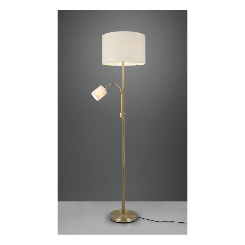 HOTEL PIANTANA CON LUCE DA LETTURA ORIENTABILE FINITURA CROMO, NICHEL O OTTONE PARALUME IN TESSUTO TRIO LIGHTING - Cristalensi S