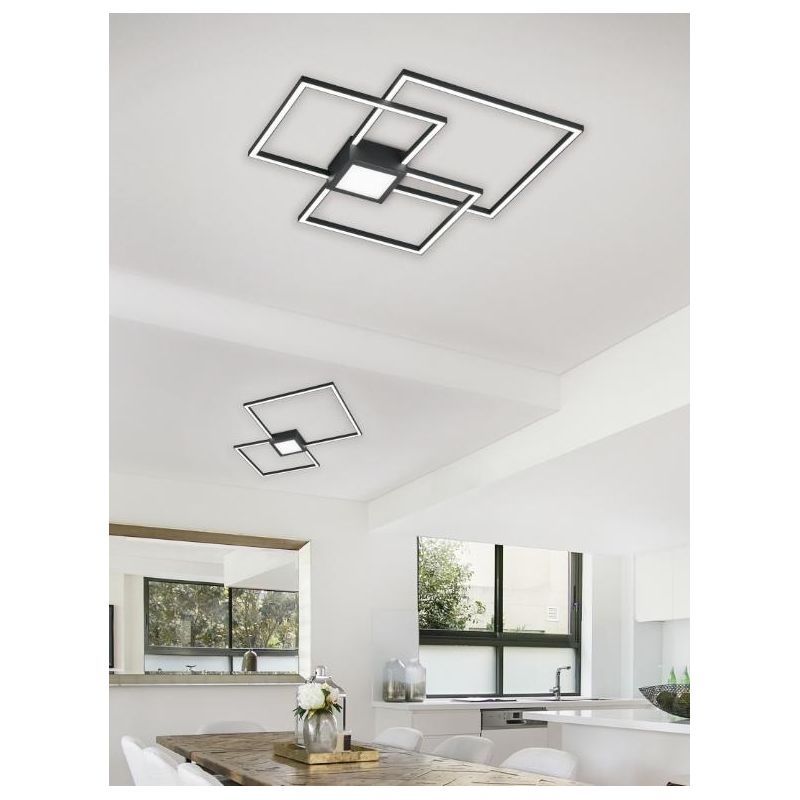 HYDRA PLAFONIERA A TRE QUADRATI E INSERTO LUCE CENTRALE LED 38W MODERNA DIMMERABILE 4 FINITURE COLORE TRIO LIGHTING - Cristalens