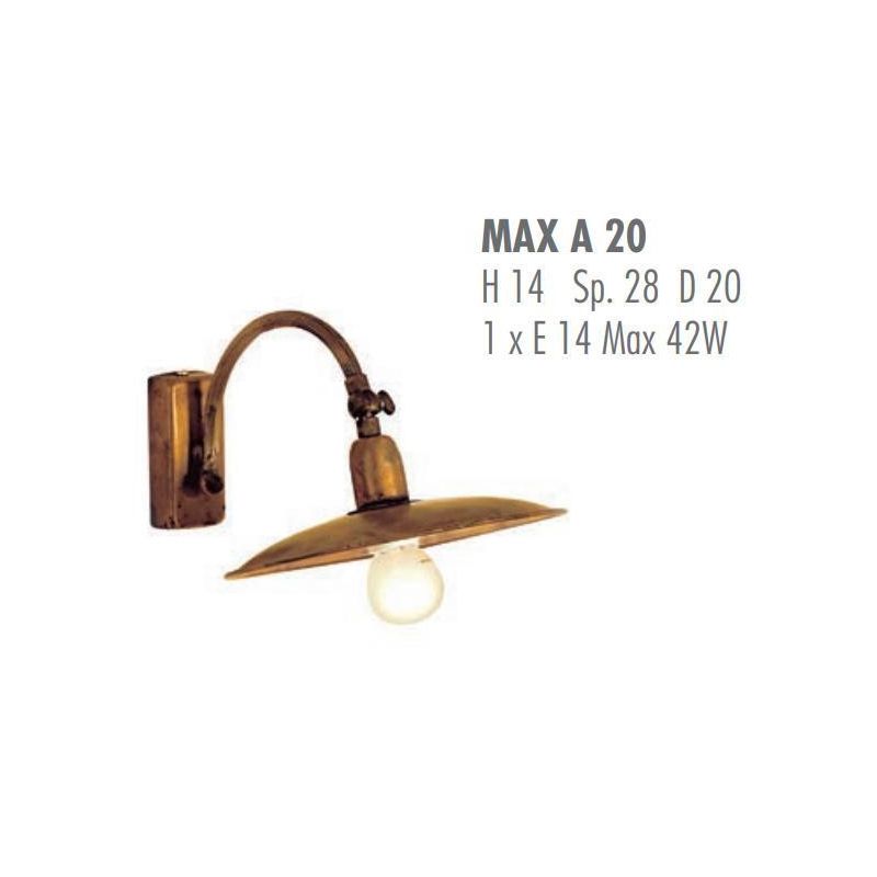 MAX A D.20 CM APPLIQUE IN OTTONE NATURALE O VERNICIATO DI RUGGINE O ANTRACITE CRISTALENSI OTTONE - Cristalensi Shop Online