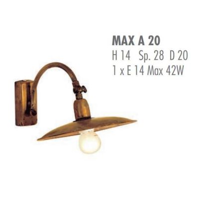 MAX A D.20 CM APPLIQUE IN OTTONE NATURALE O VERNICIATO DI RUGGINE O ANTRACITE CRISTALENSI OTTONE - Cristalensi Shop Online