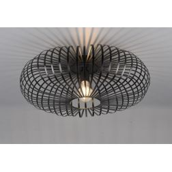 JOHANN PLAFONIERA VINTAGE A GABBIA APERTA DIAMETRO CM 50 FINITURA NERO LAMPADINA E27 TRIO LIGHTING - Cristalensi Shop Online