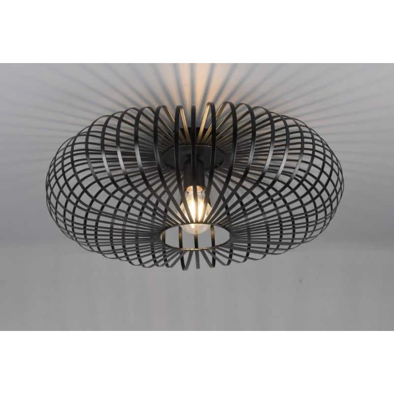 JOHANN PLAFONIERA VINTAGE A GABBIA APERTA DIAMETRO CM 50 FINITURA NERO LAMPADINA E27 TRIO LIGHTING - Cristalensi Shop Online