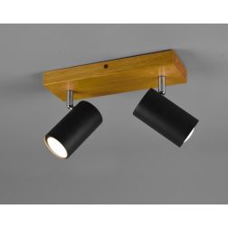 MARLEY FARETTO DA SOFFITTO CON 2 SPOT ORIENTABILI IN LEGNO E METALLO 3 COLORI ATTACCO 2xGU10 TRIO LIGHTING - Cristalensi Shop On 2